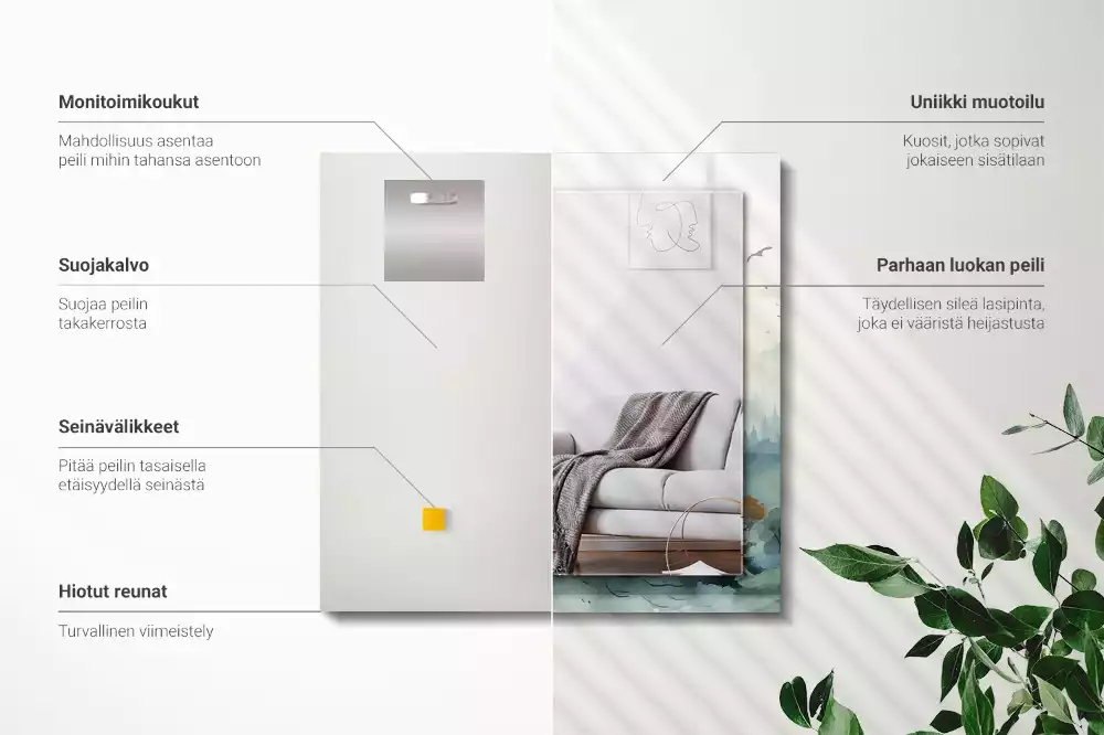 Rechthoekige spiegel met decoratie Bos in de mist