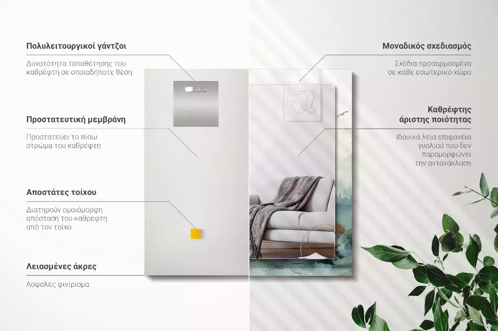 Rechthoekige spiegel met decoratie Bos in de mist