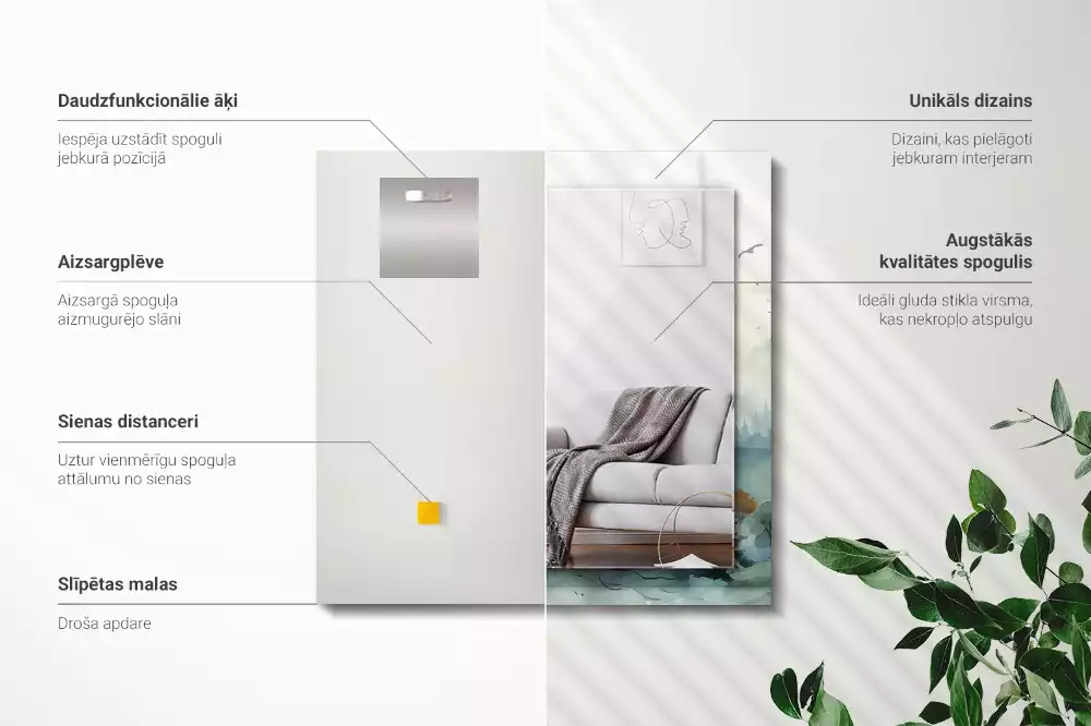 Rechthoekige spiegel met decoratie Bos in de mist