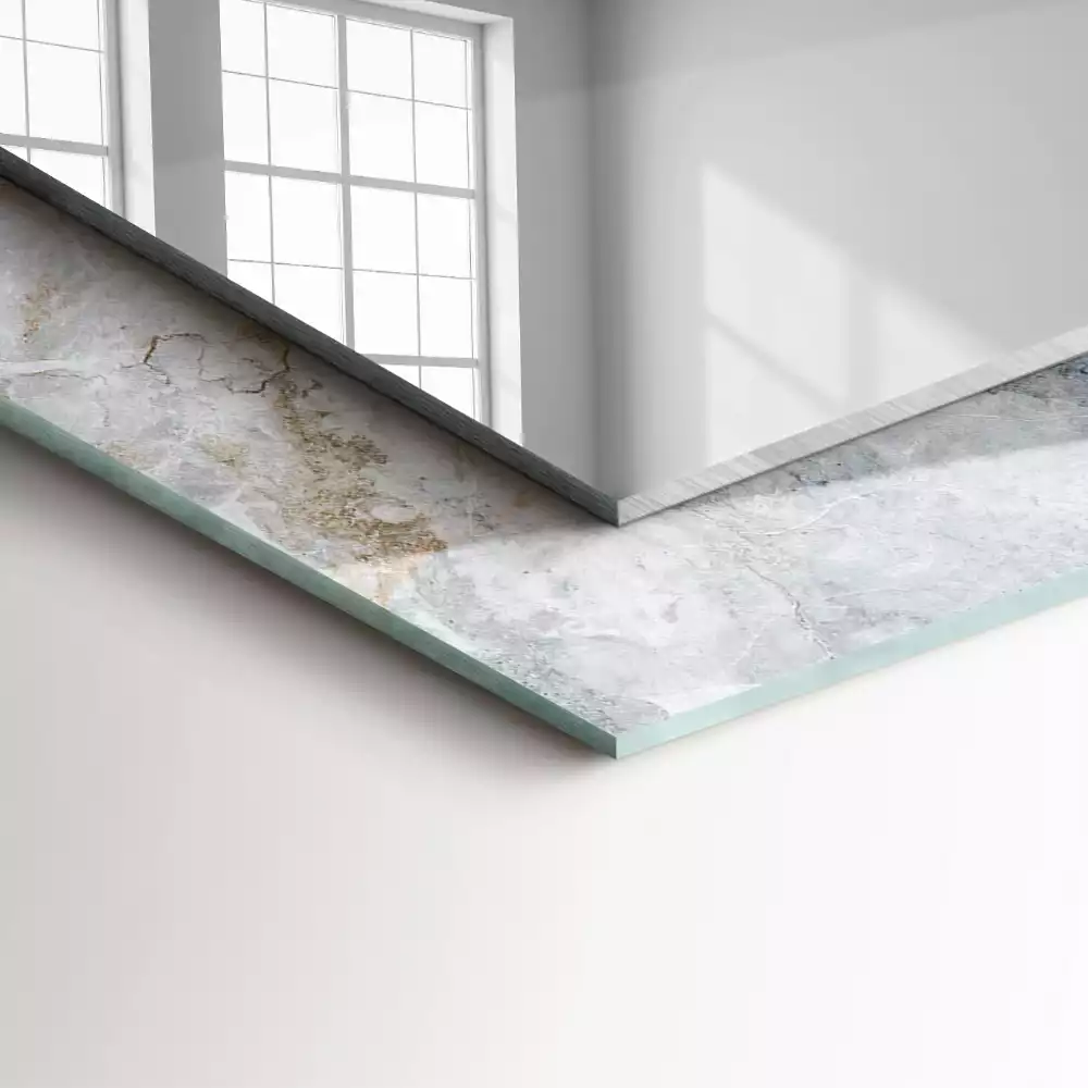 Rechthoekige spiegel lijst met print Marmergrijze aderen