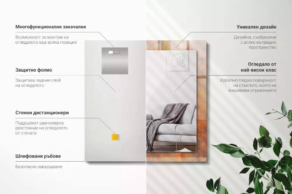 Bedrukte rechthoekige spiegel Roest metalen oppervlak