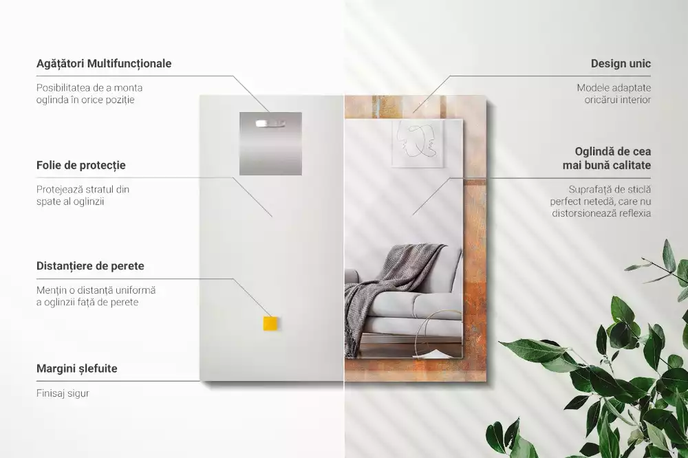 Bedrukte rechthoekige spiegel Roest metalen oppervlak