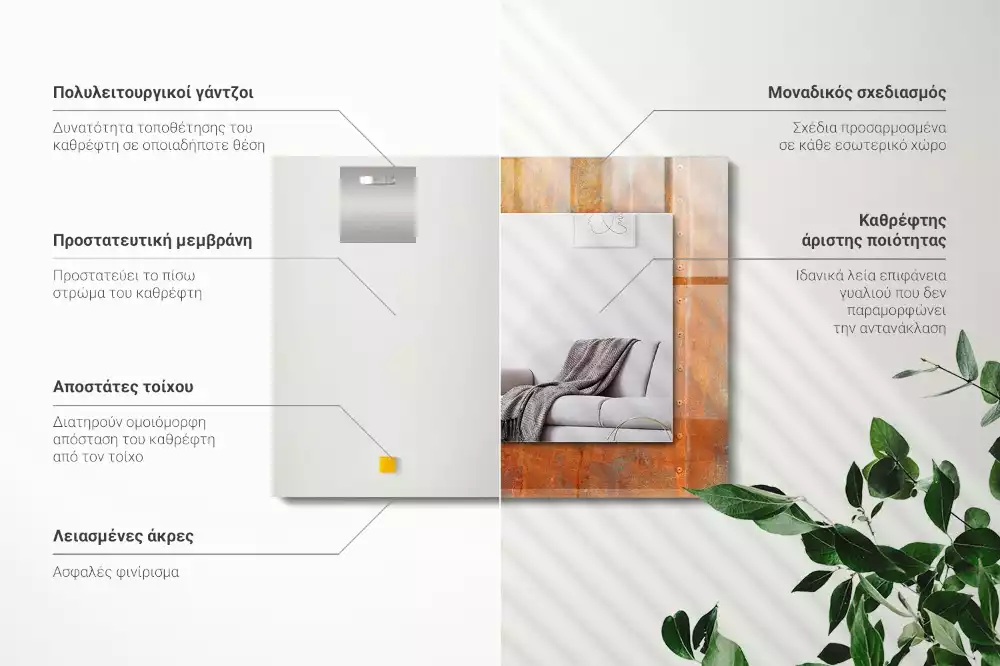 Bedrukte rechthoekige spiegel Roest metalen oppervlak