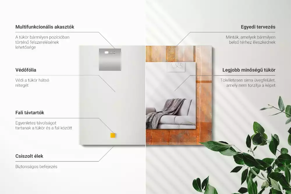 Bedrukte rechthoekige spiegel Roest metalen oppervlak