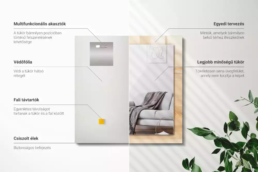 Rechthoekige spiegel met bedrukte lijst Houten plank textuur