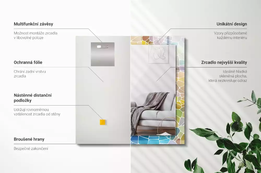 Rechthoekige spiegel met decoratie Kleurrijk abstract mozaïek