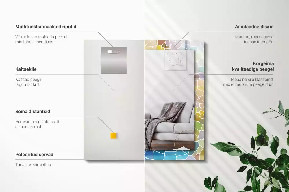 Rechthoekige spiegel met decoratie Kleurrijk abstract mozaïek