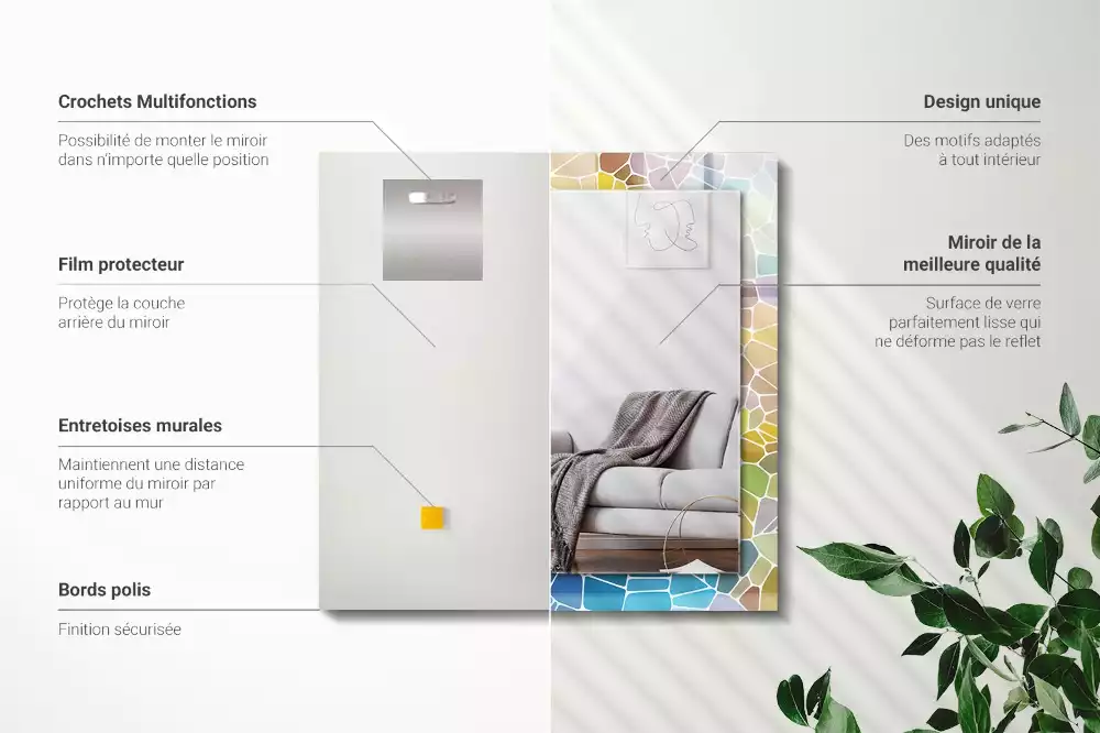 Rechthoekige spiegel met decoratie Kleurrijk abstract mozaïek