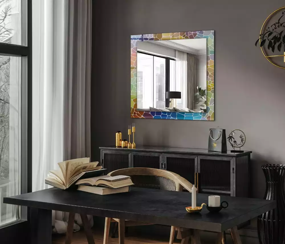 Rechthoekige spiegel met decoratie Kleurrijk abstract mozaïek