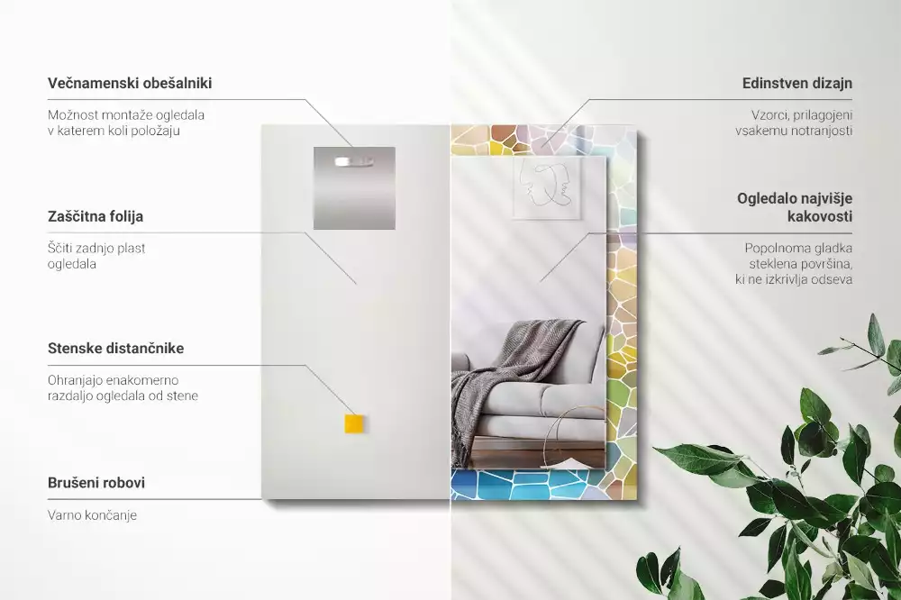 Rechthoekige spiegel met decoratie Kleurrijk abstract mozaïek