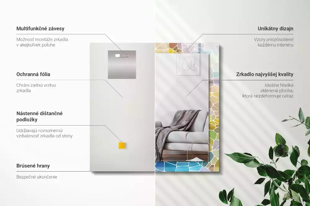 Rechthoekige spiegel met decoratie Kleurrijk abstract mozaïek