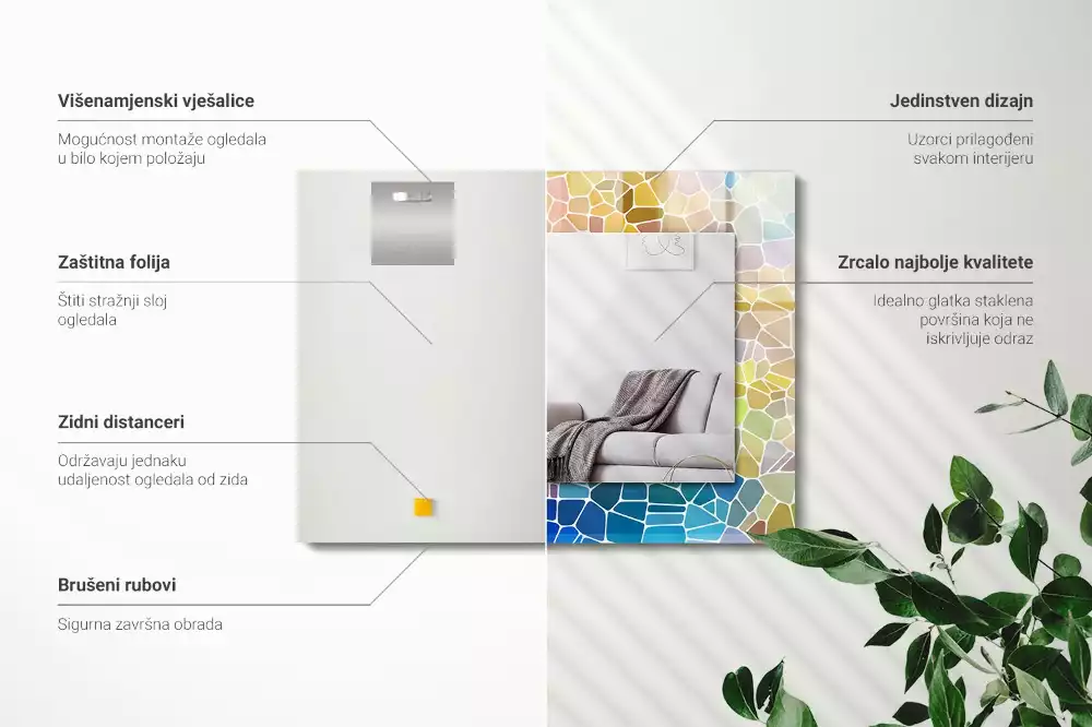 Rechthoekige spiegel met decoratie Kleurrijk abstract mozaïek