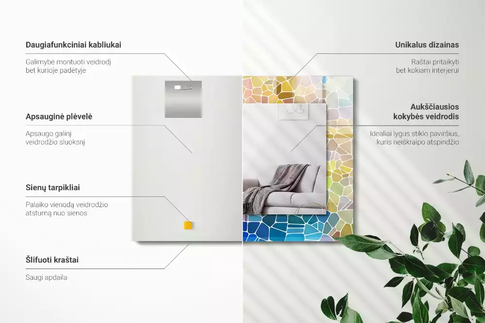 Rechthoekige spiegel met decoratie Kleurrijk abstract mozaïek