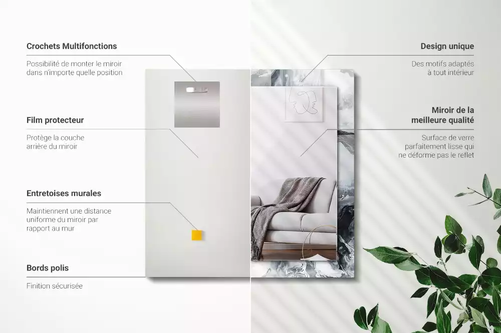 Rechthoekige spiegel lijst met print Abstracte schildercompositie