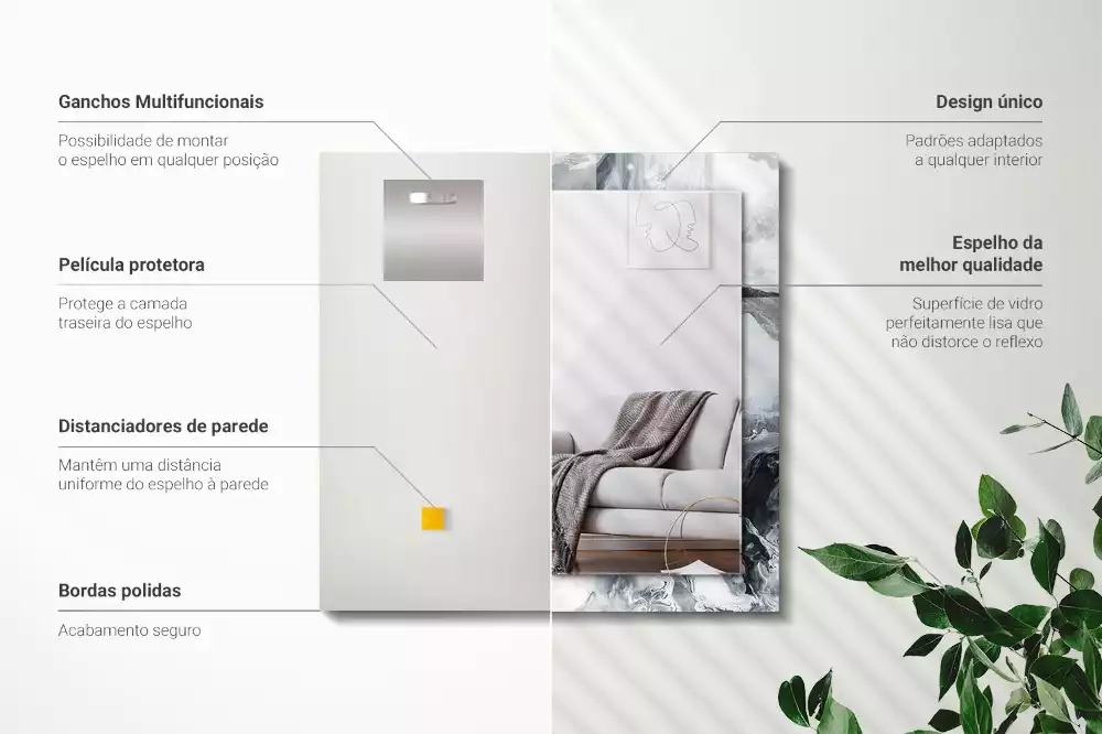 Rechthoekige spiegel lijst met print Abstracte schildercompositie