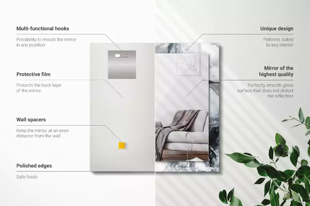 Rechthoekige spiegel lijst met print Abstracte schildercompositie