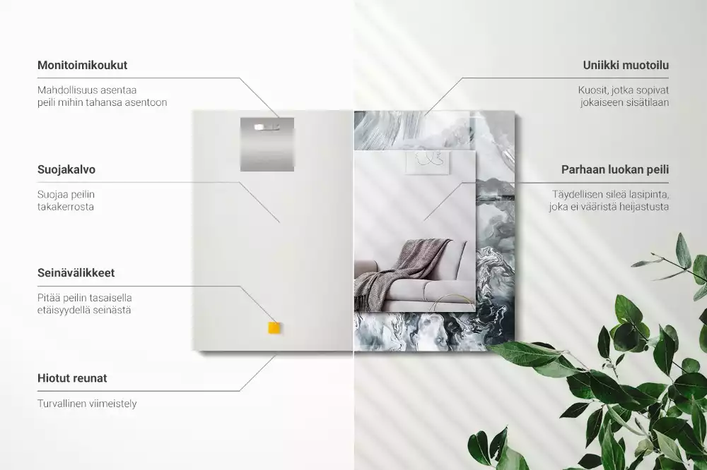 Rechthoekige spiegel lijst met print Abstracte schildercompositie