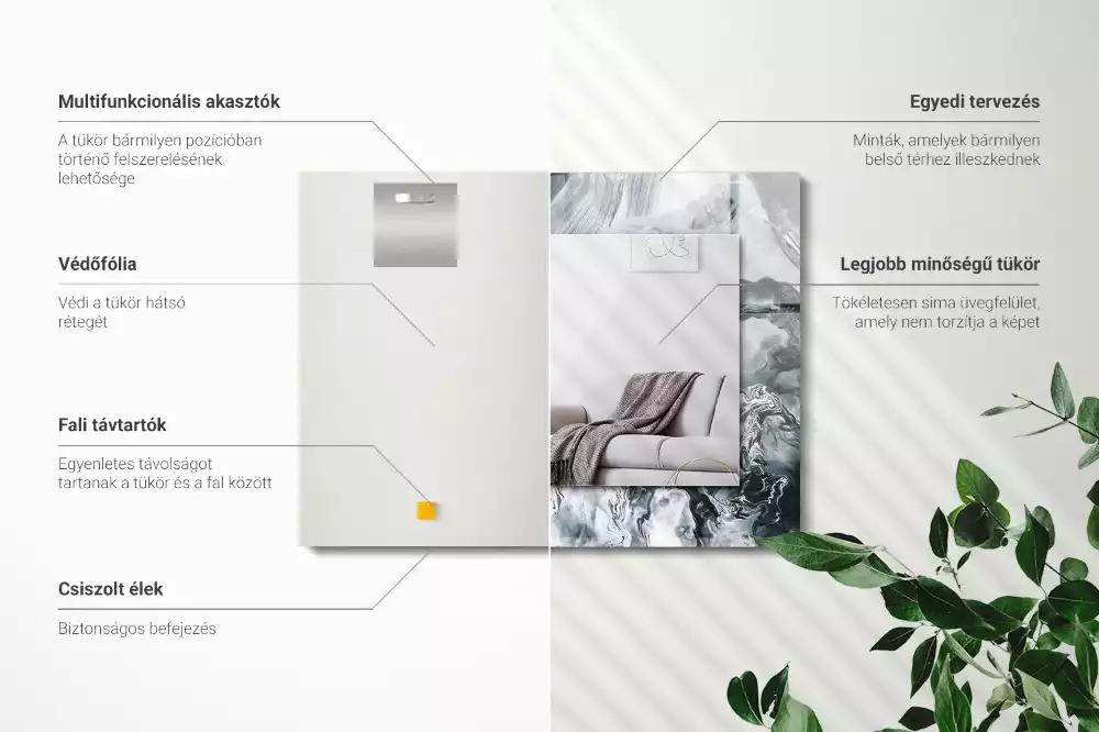 Rechthoekige spiegel lijst met print Abstracte schildercompositie