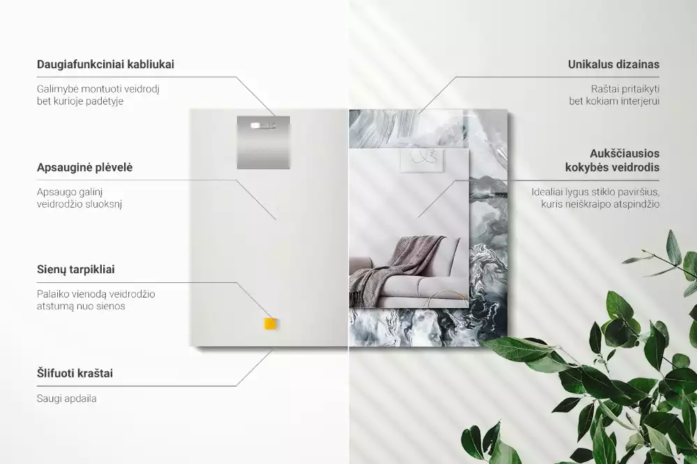 Rechthoekige spiegel lijst met print Abstracte schildercompositie