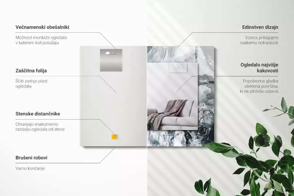 Rechthoekige spiegel lijst met print Abstracte schildercompositie