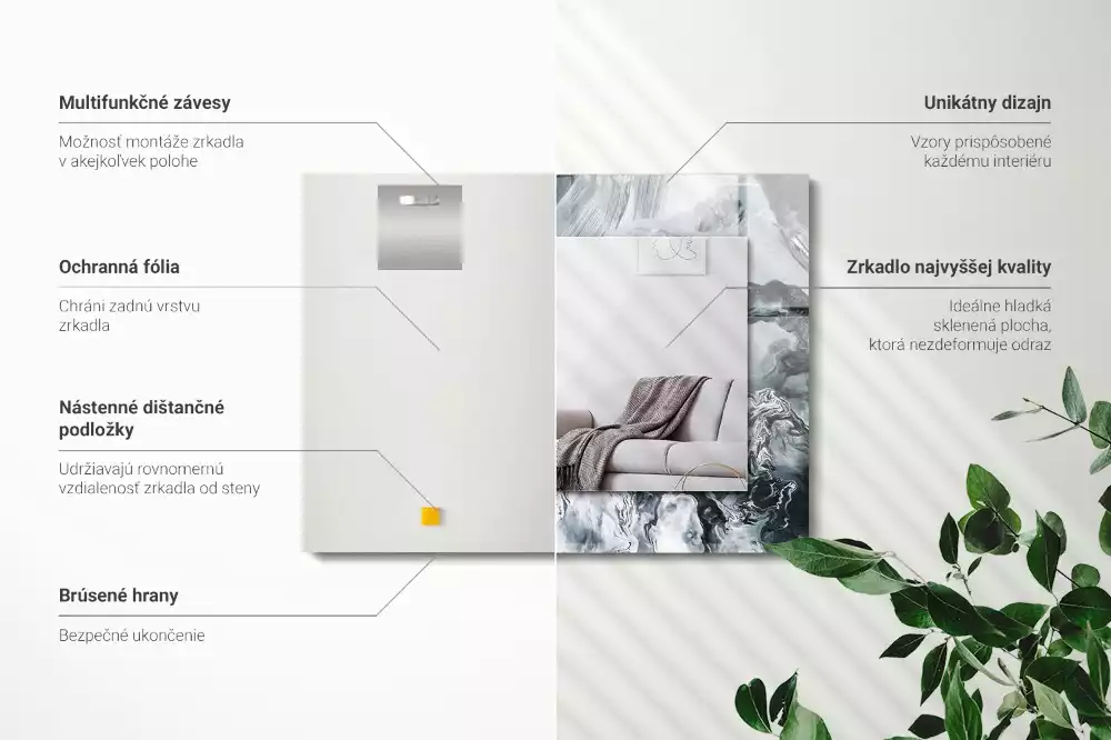 Rechthoekige spiegel lijst met print Abstracte schildercompositie