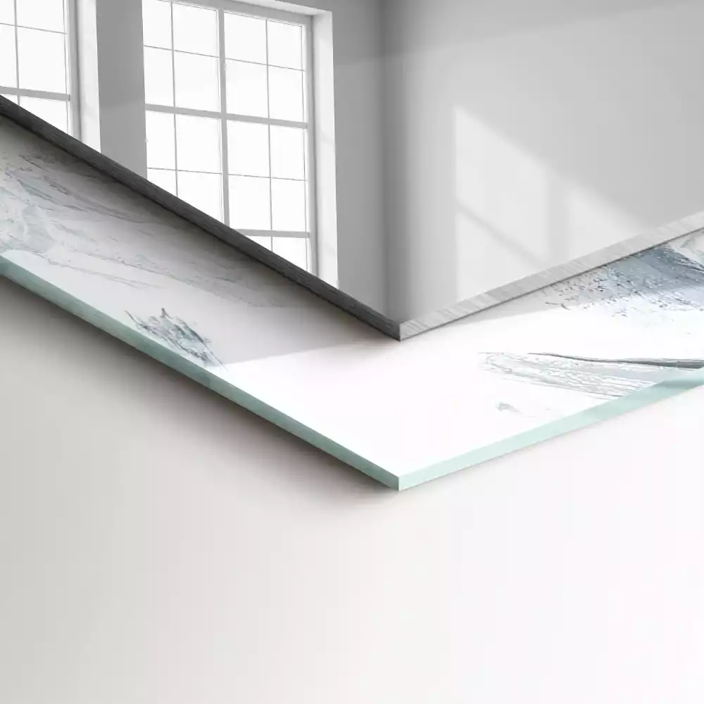 Rechthoekige spiegel lijst met print Abstracte schildercompositie