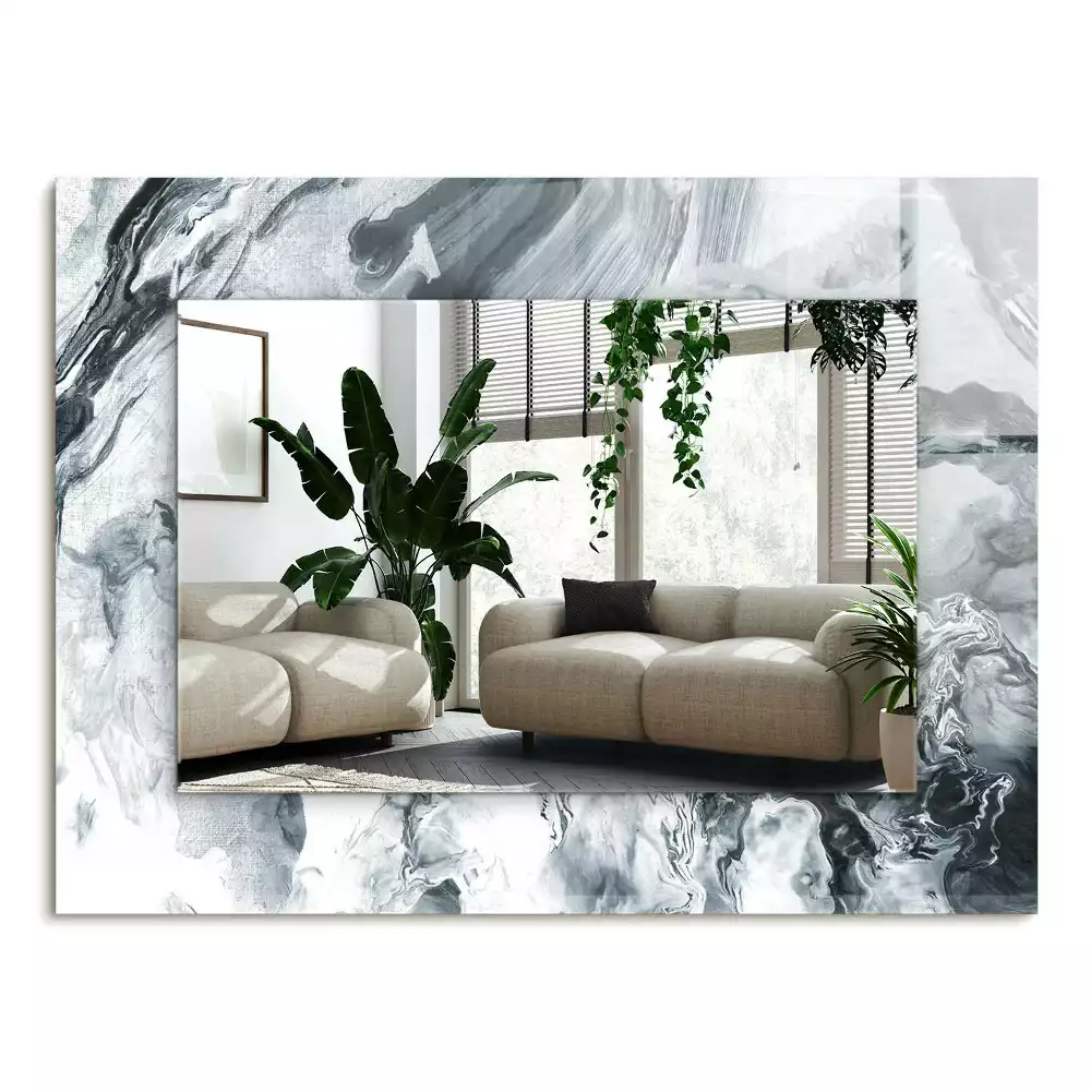 Rechthoekige spiegel lijst met print Abstracte schildercompositie