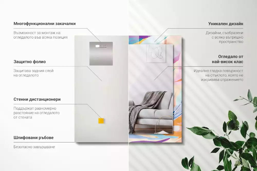 Bedrukte rechthoekige spiegel Abstracte kleurrijke penseelstreken