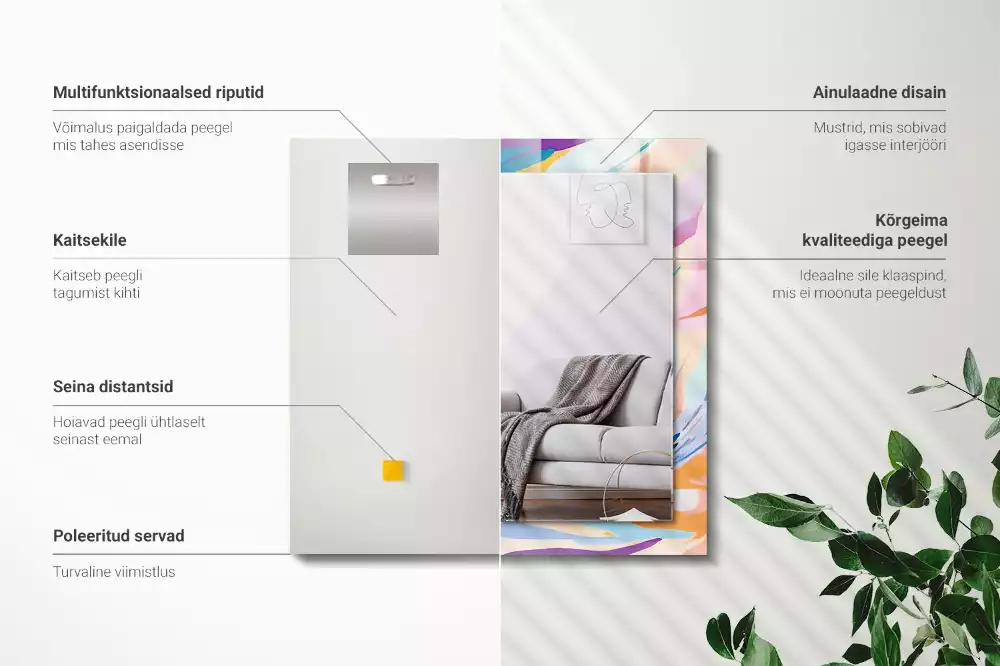 Bedrukte rechthoekige spiegel Abstracte kleurrijke penseelstreken