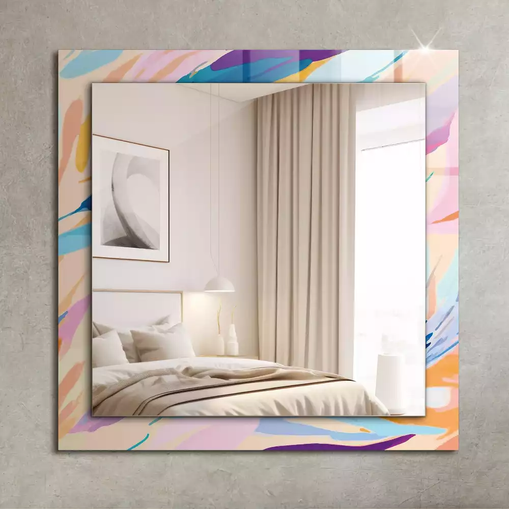 Bedrukte rechthoekige spiegel Abstracte kleurrijke penseelstreken