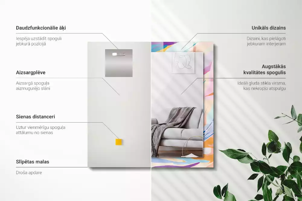 Bedrukte rechthoekige spiegel Abstracte kleurrijke penseelstreken