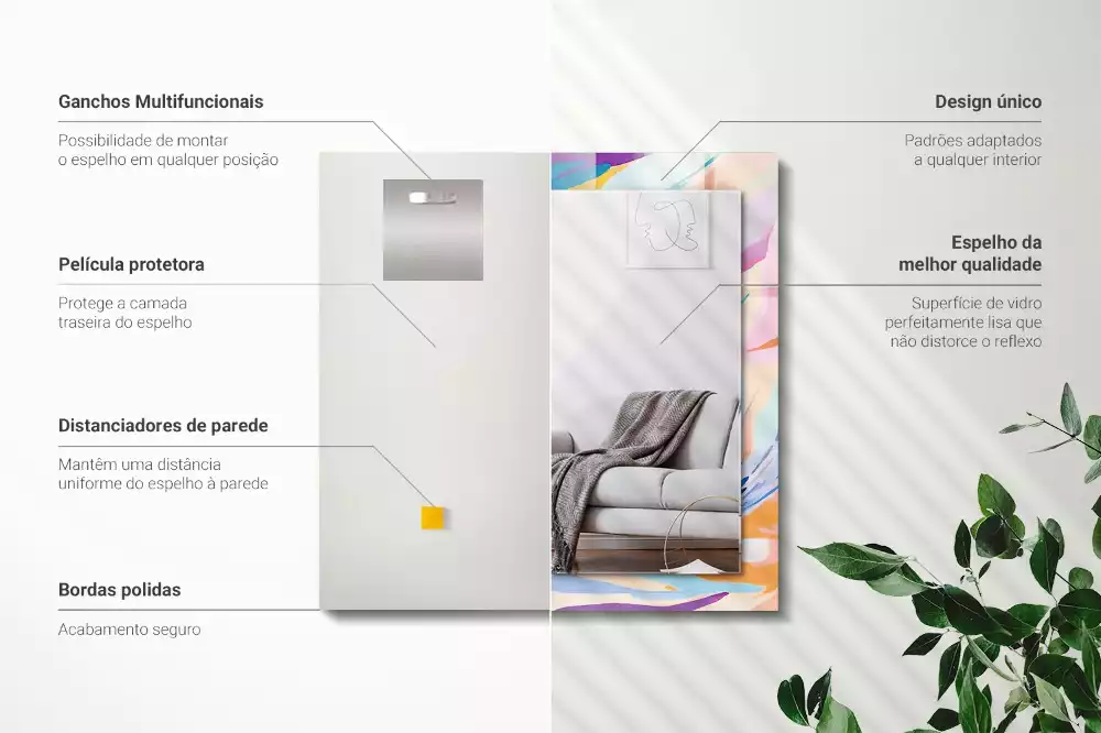 Bedrukte rechthoekige spiegel Abstracte kleurrijke penseelstreken