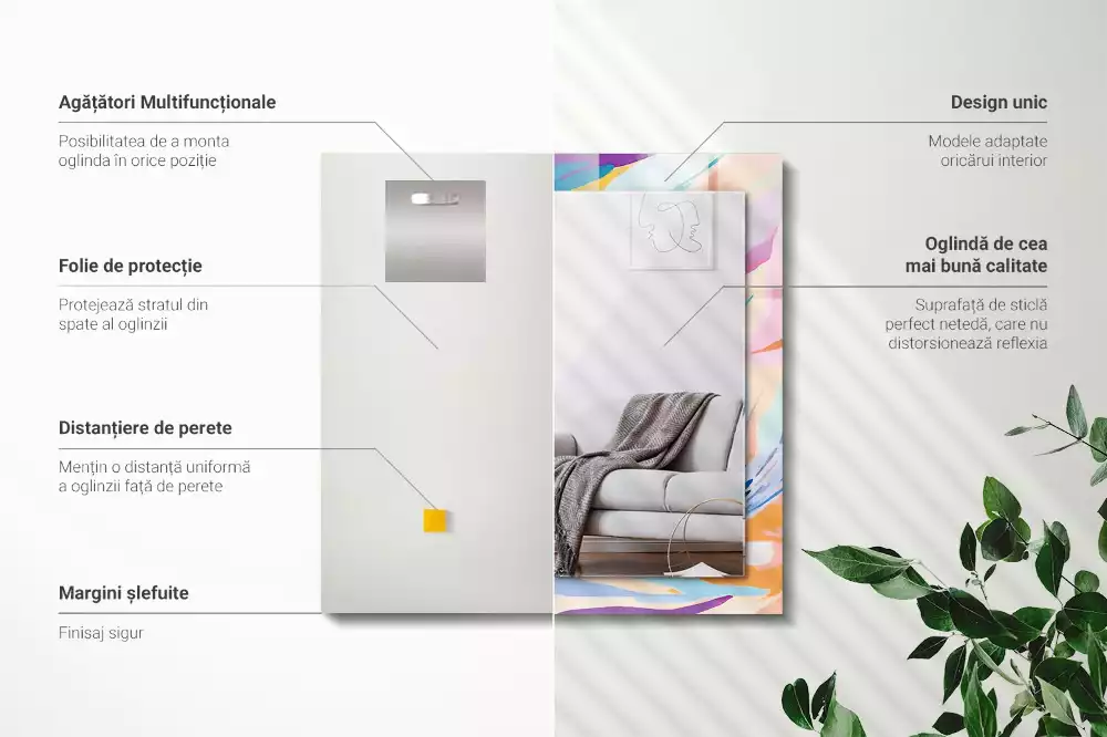 Bedrukte rechthoekige spiegel Abstracte kleurrijke penseelstreken