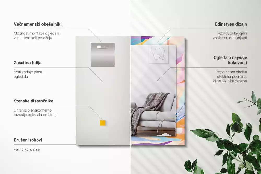 Bedrukte rechthoekige spiegel Abstracte kleurrijke penseelstreken