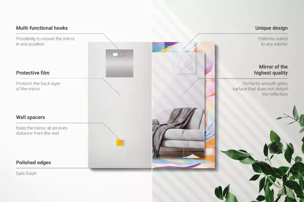 Bedrukte rechthoekige spiegel Abstracte kleurrijke penseelstreken