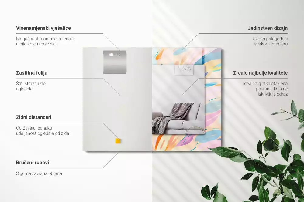 Bedrukte rechthoekige spiegel Abstracte kleurrijke penseelstreken