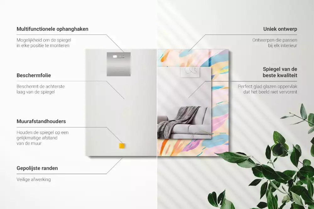 Bedrukte rechthoekige spiegel Abstracte kleurrijke penseelstreken