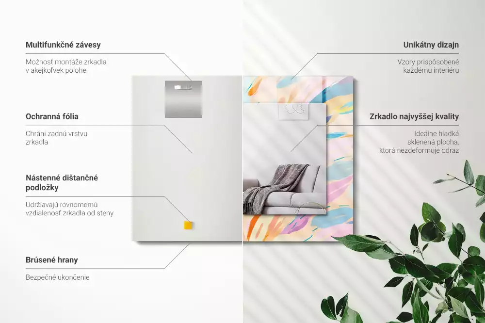 Bedrukte rechthoekige spiegel Abstracte kleurrijke penseelstreken