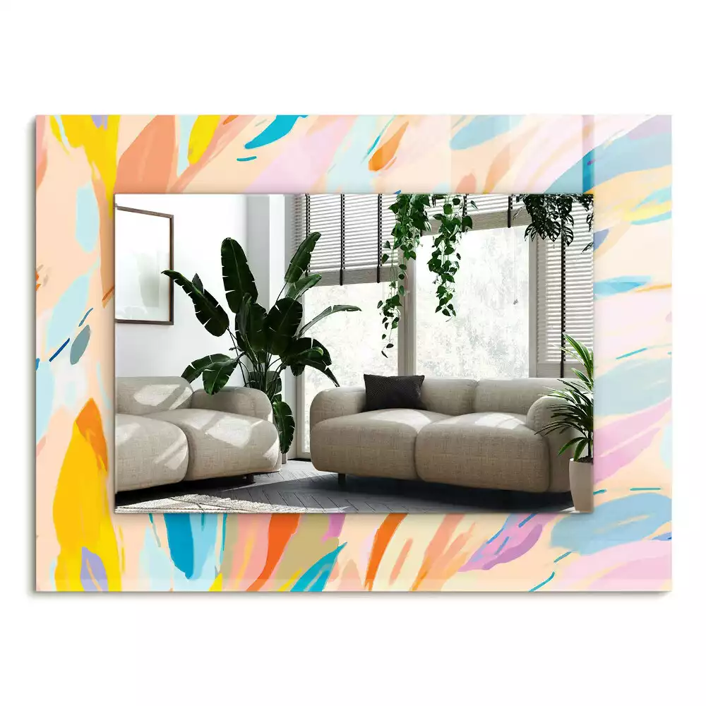 Bedrukte rechthoekige spiegel Abstracte kleurrijke penseelstreken