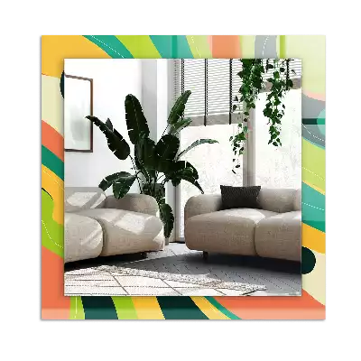 Rechthoekige spiegel met bedrukte lijst Abstracte kleurrijke patronen