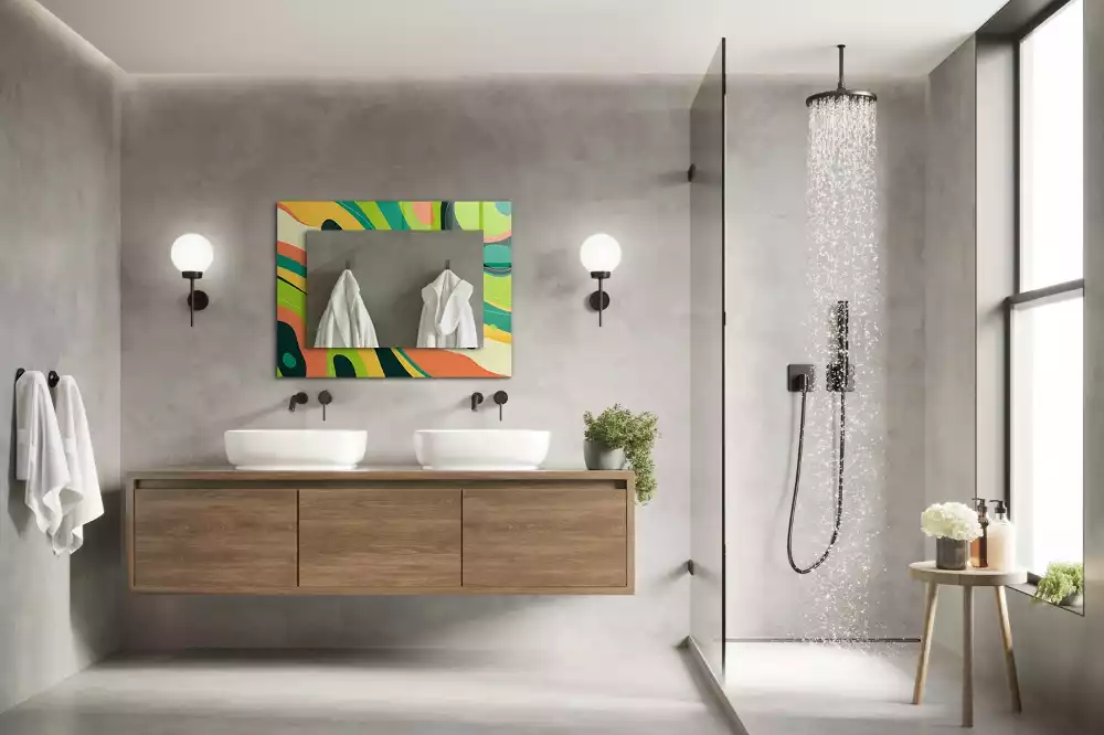 Rechthoekige spiegel met bedrukte lijst Abstracte kleurrijke patronen