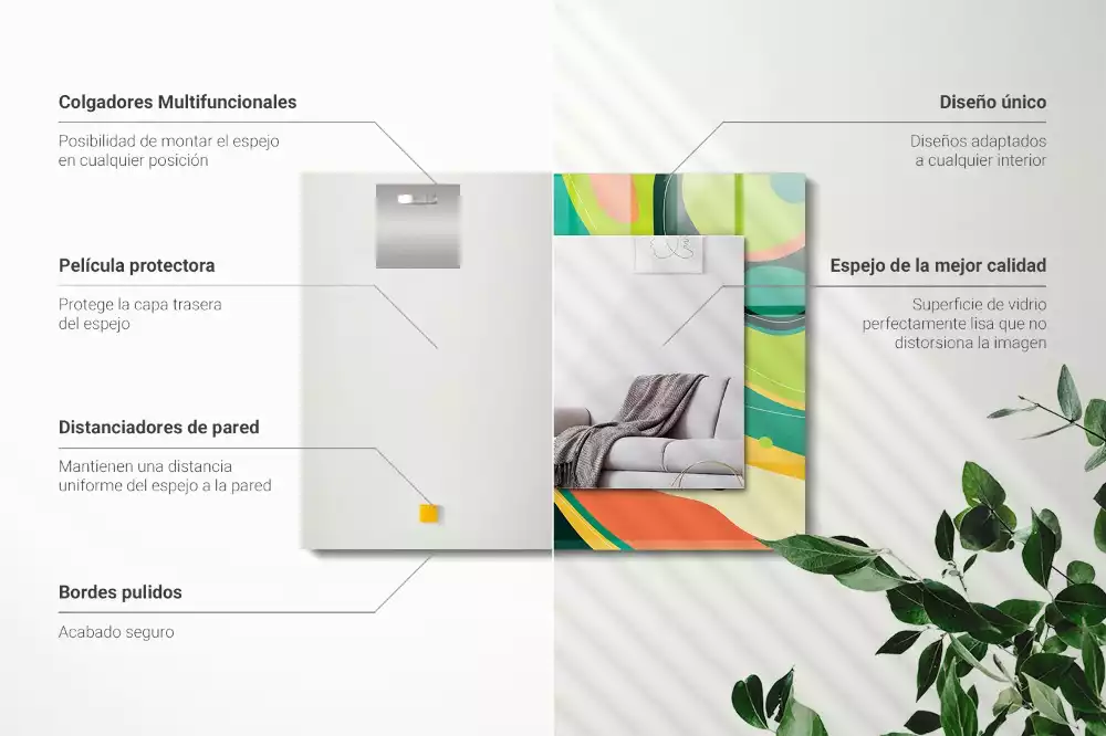 Rechthoekige spiegel met bedrukte lijst Abstracte kleurrijke patronen