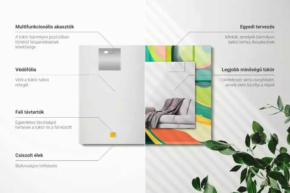 Rechthoekige spiegel met bedrukte lijst Abstracte kleurrijke patronen