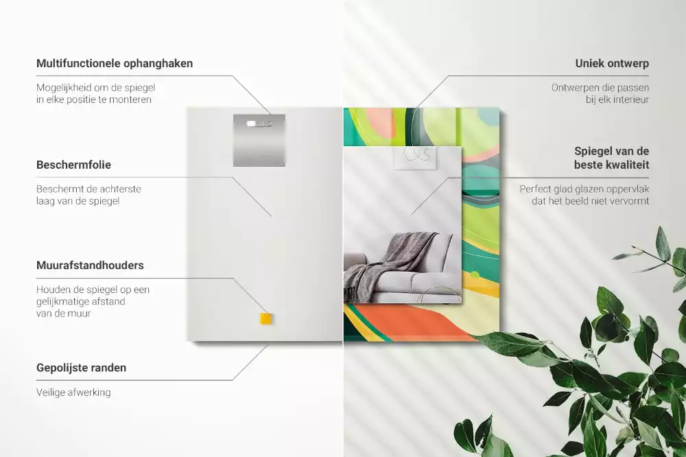 Rechthoekige spiegel met bedrukte lijst Abstracte kleurrijke patronen