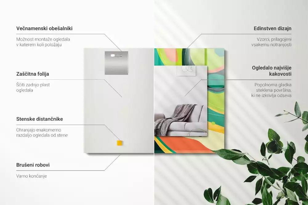 Rechthoekige spiegel met bedrukte lijst Abstracte kleurrijke patronen