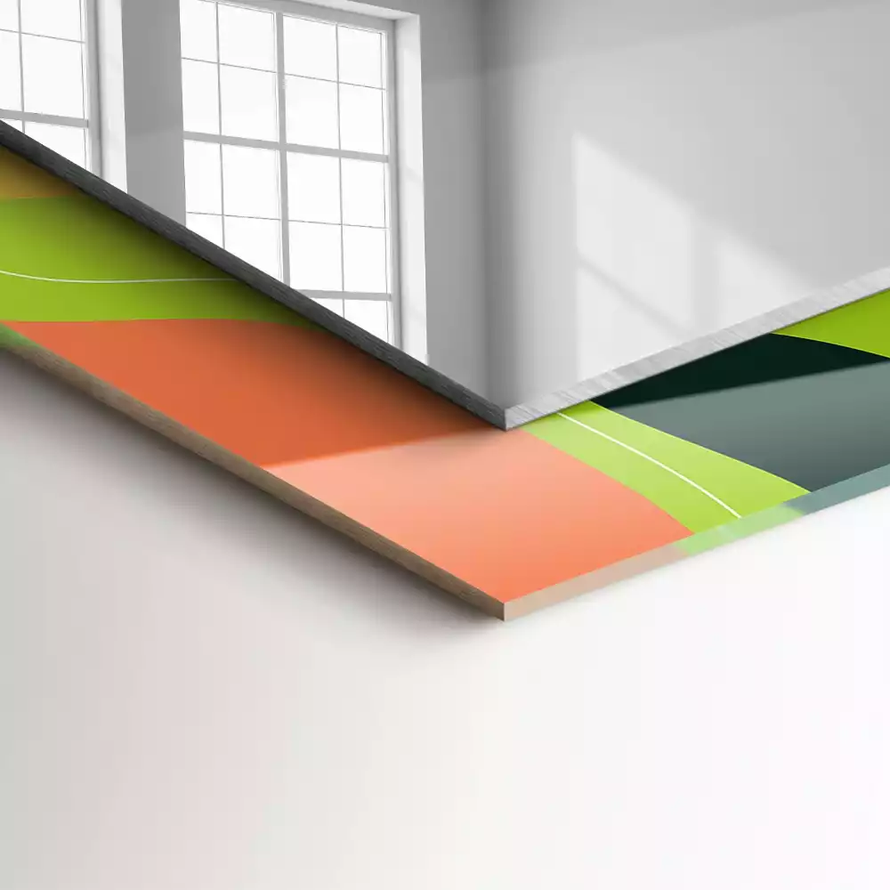 Rechthoekige spiegel met bedrukte lijst Abstracte kleurrijke patronen