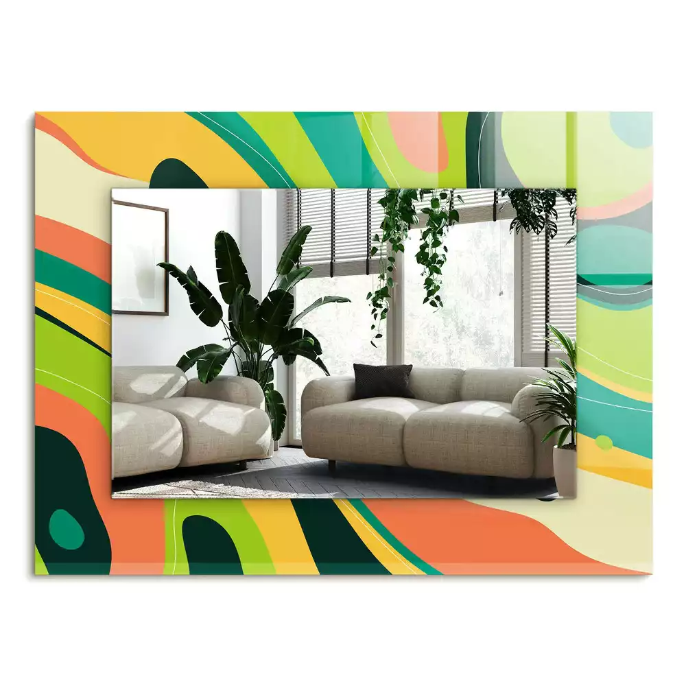 Rechthoekige spiegel met bedrukte lijst Abstracte kleurrijke patronen