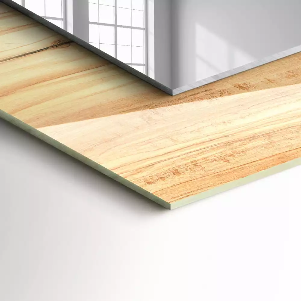 Rechthoekige spiegel met decoratie Houtnerf textuur