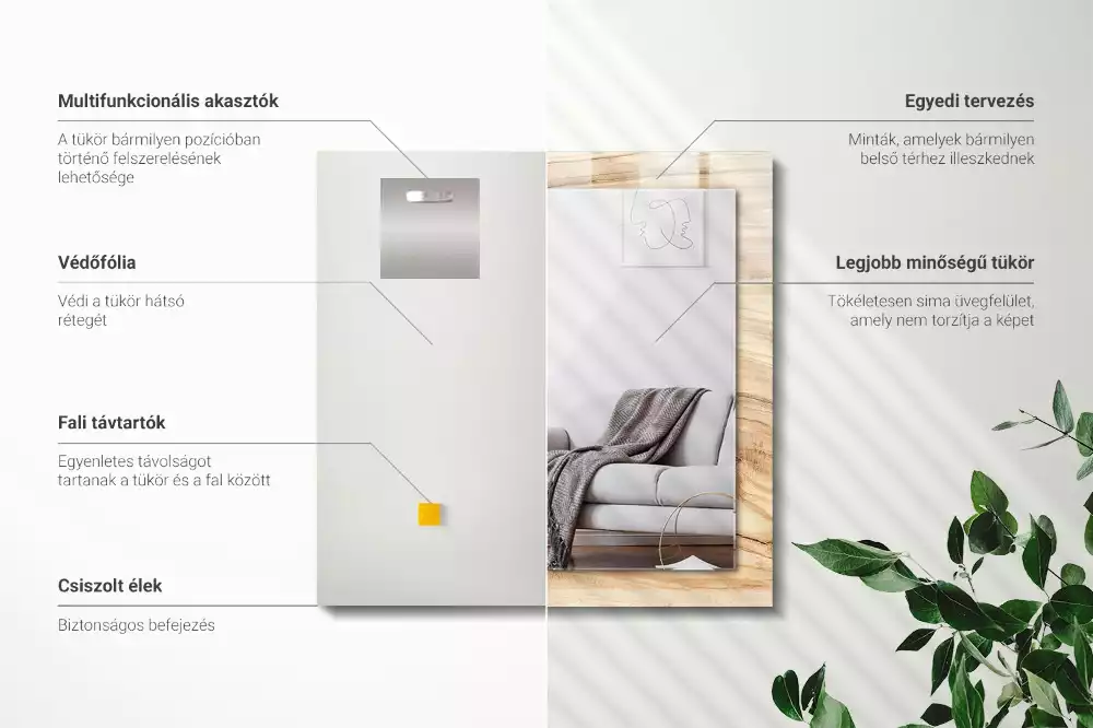 Rechthoekige spiegel met decoratie Houtnerf textuur