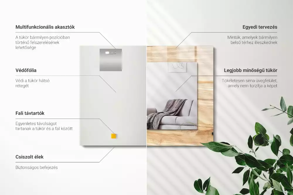 Rechthoekige spiegel met decoratie Houtnerf textuur